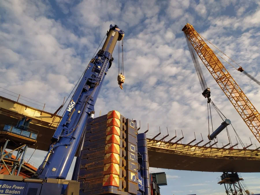 Cranes on an industrial construction site