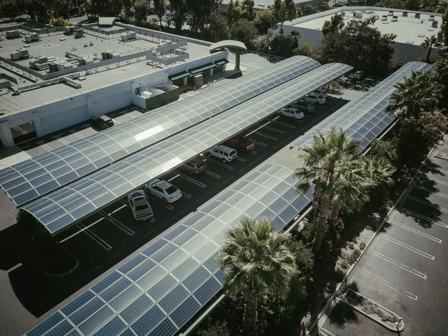 Solar panel array seen from above